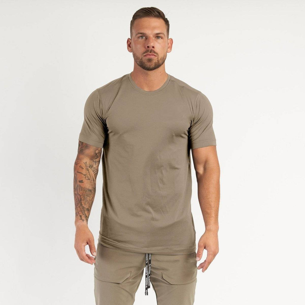 Mens Sports Workout 95% cotton 5% spandex Tshirt HX-TX06 print logo 7