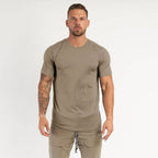 Mens Sports Workout 95% cotton 5% spandex Tshirt HX-TX06 print logo 7