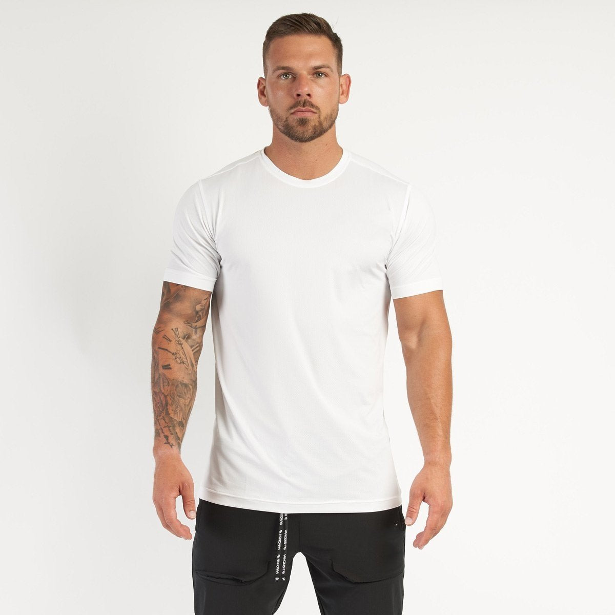 Mens Sports Workout 95% cotton 5% spandex Tshirt HX-TX06 print logo 8
