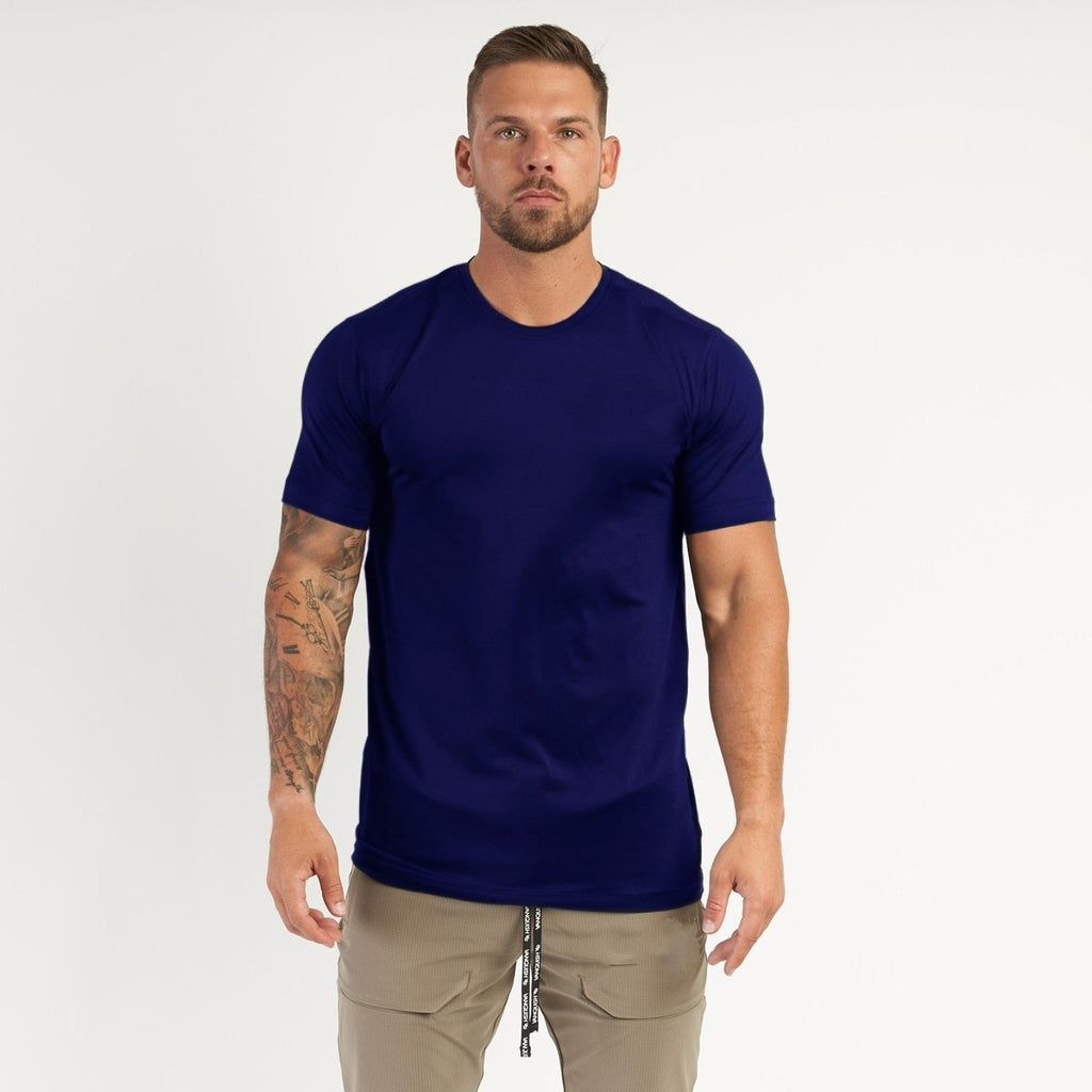 Mens Sports Workout 95% cotton 5% spandex Tshirt HX-TX06 print logo 9