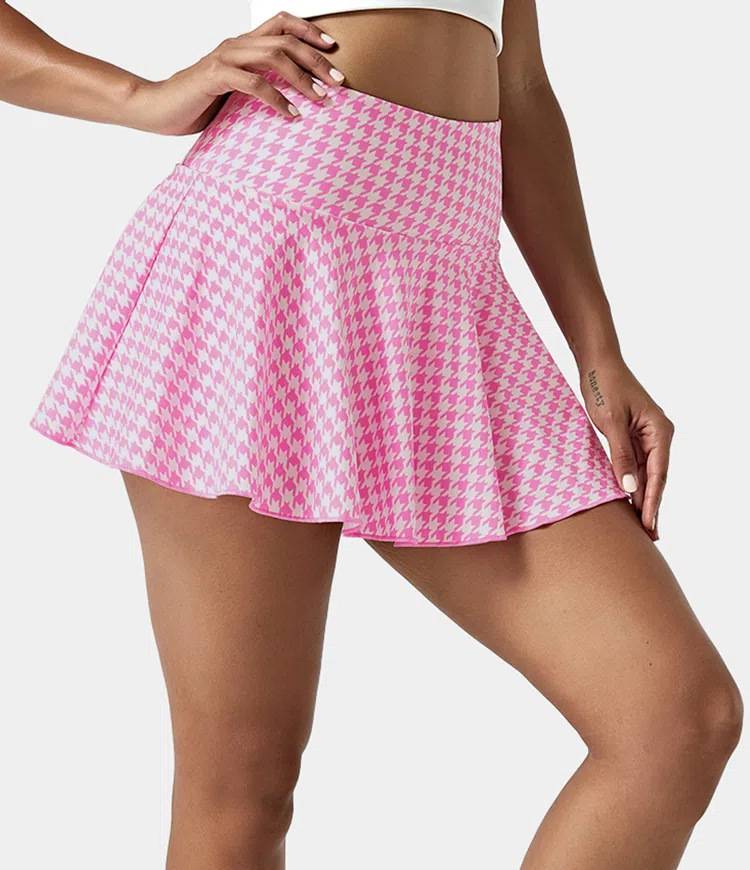 Womens Sports Casual 90%Polyester 10%Spandex Tennis Skirt KJ0407 print logo 17