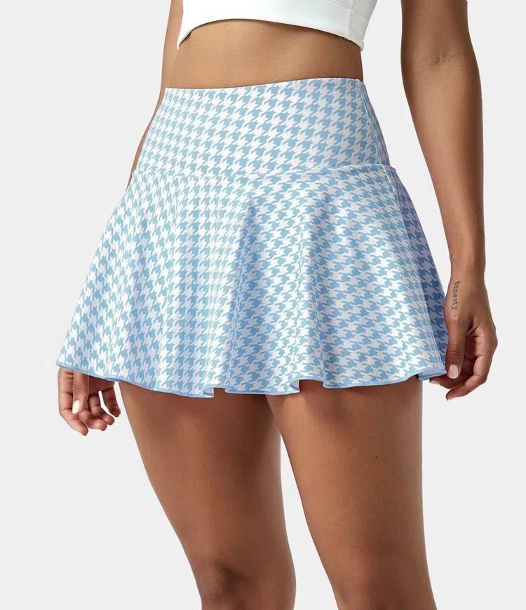 Womens Sports Casual 90%Polyester 10%Spandex Tennis Skirt KJ0407 print logo 22