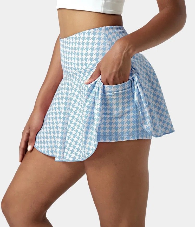 Womens Sports Casual 90%Polyester 10%Spandex Tennis Skirt KJ0407 print logo 9