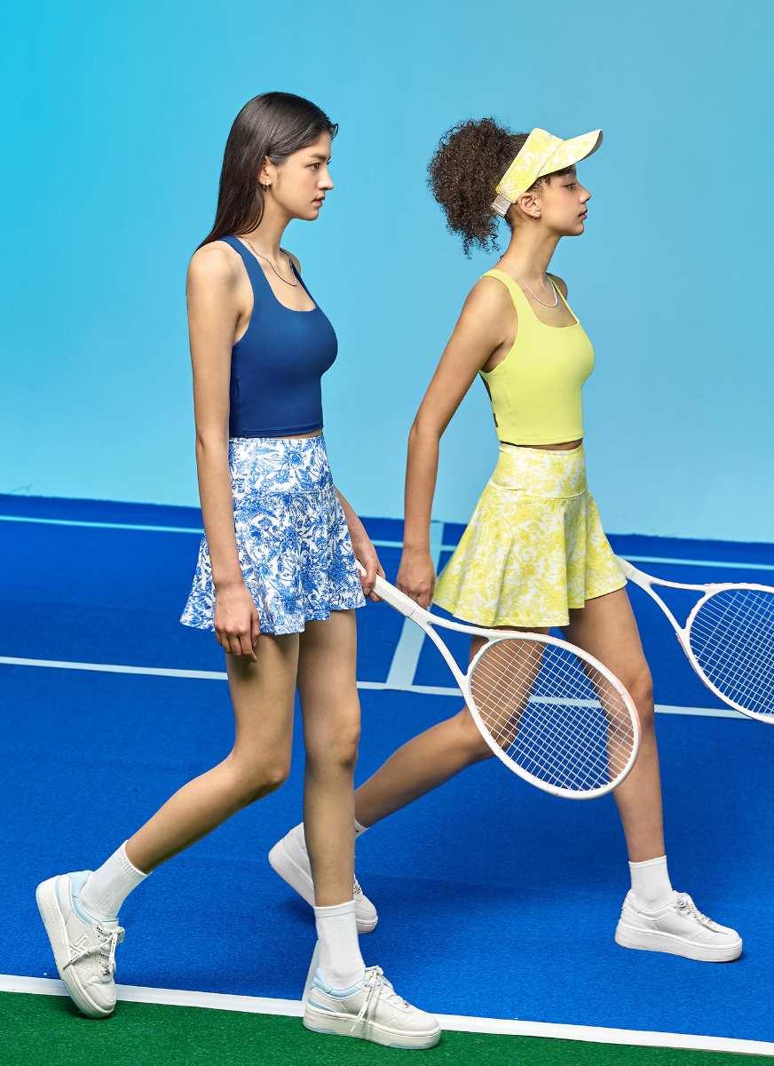 Womens Sports Fitness Polyester Spandex Tennis Set KJ0514+WX0101 Set print logo 19