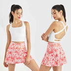 Womens Sports Fitness Polyester Spandex Tennis Set KJ0514+WX0101 Set print logo 32