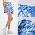 Womens Sports Fitness Polyester Spandex Tennis Set KJ0514+WX0101 Set print logo 49