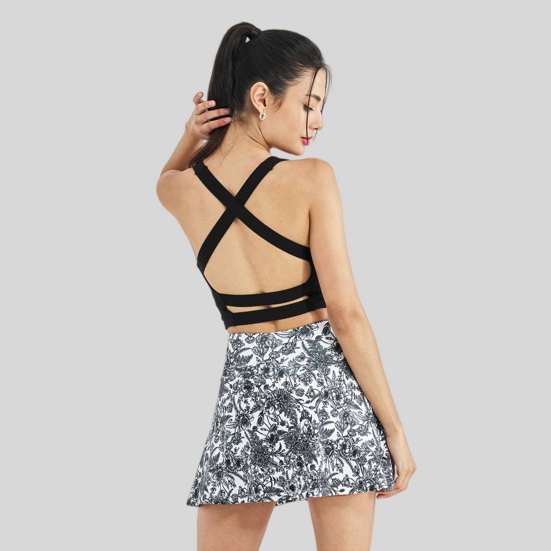 Womens Sports Fitness Polyester Spandex Tennis Set KJ0514+WX0101 - Tank Top print logo 4