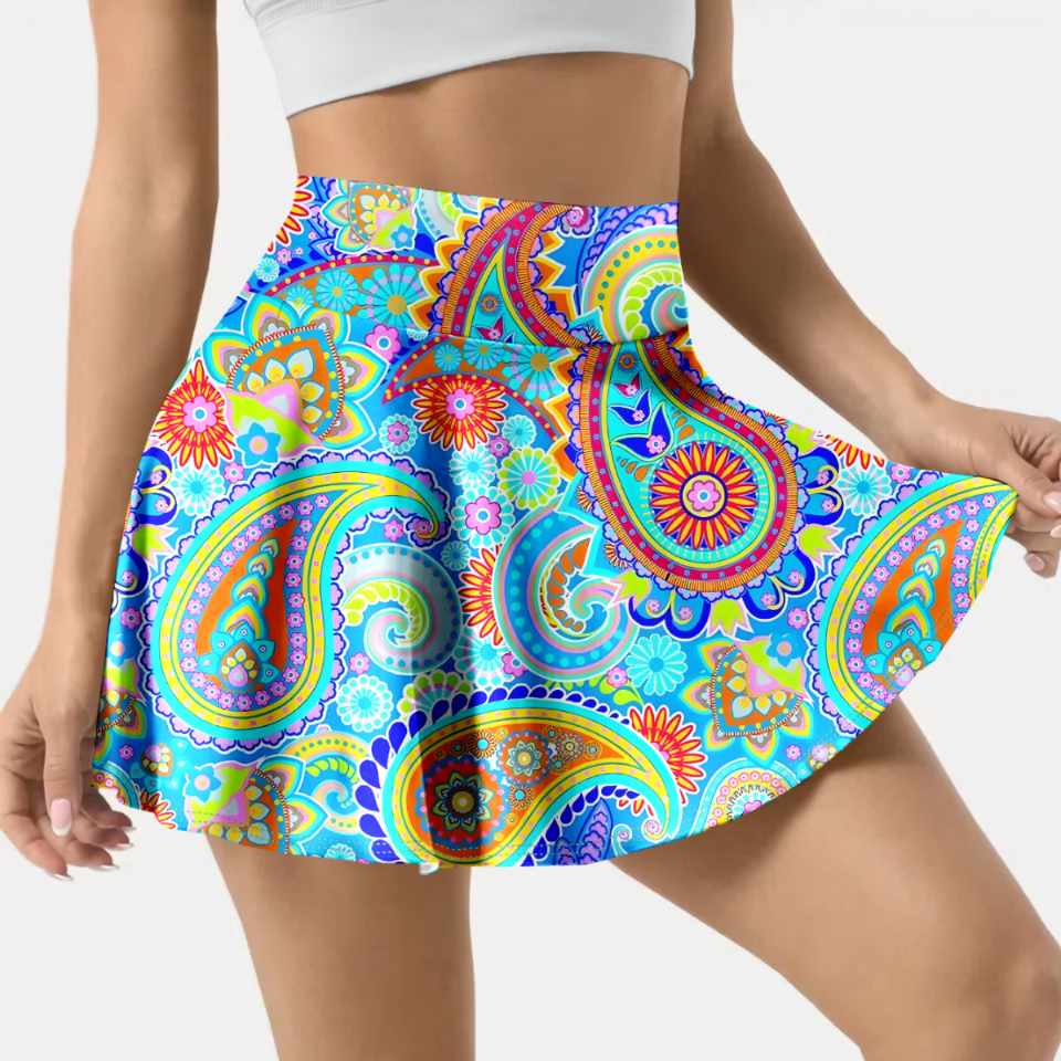 Womens Activewear Sports 90%Polyester 10%Spandex  Tennis Skirt KJ0601 KJ0602 KJ0603 print logo 13
