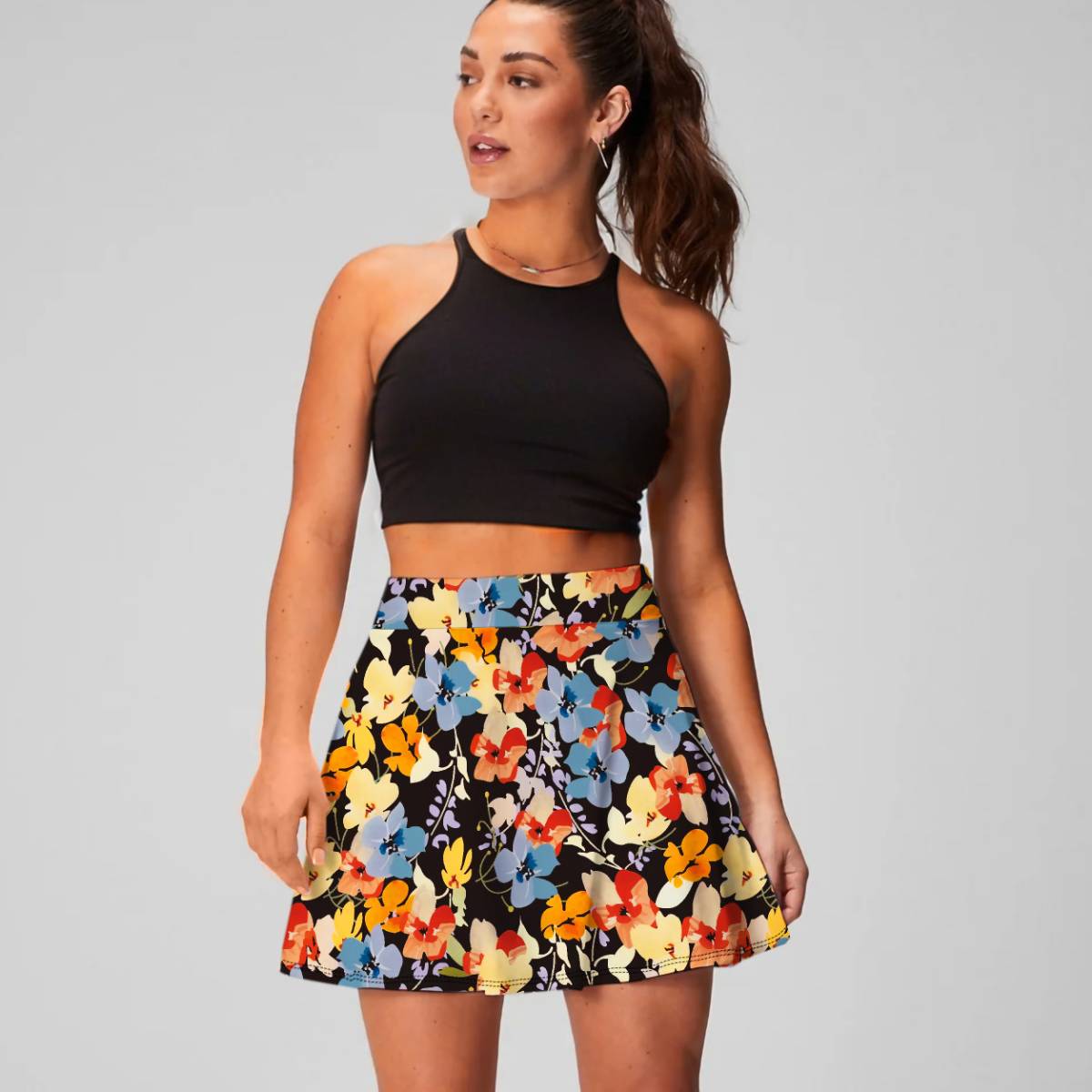 Womens Activewear Sports 90%Polyester 10%Spandex  Tennis Skirt KJ0601 KJ0602 KJ0603 print logo 16