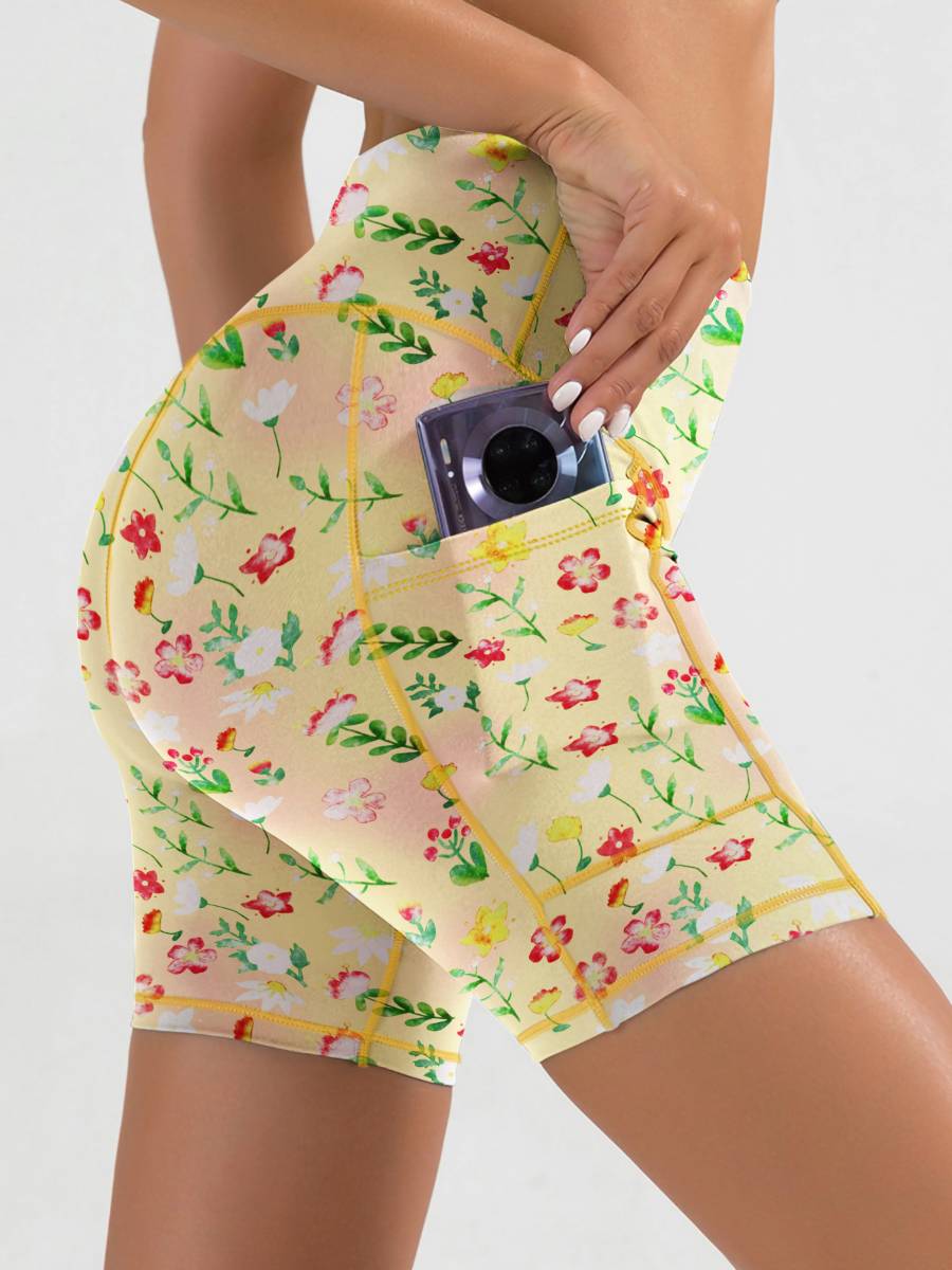 Womens Activewear Yoga 90%Polyester 10%Spandex Shorts KJ5011 print logo 12