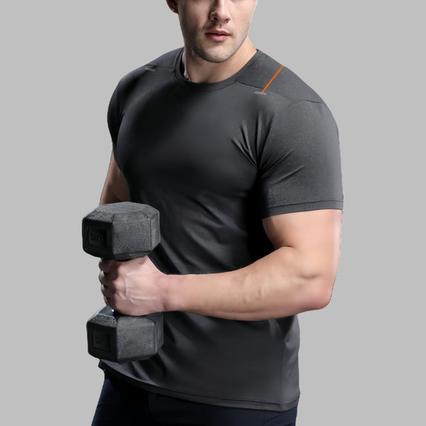 Mens Sports Fitness 88%polyester 12%spandex  T-shirt L-323132 - Honfitwear