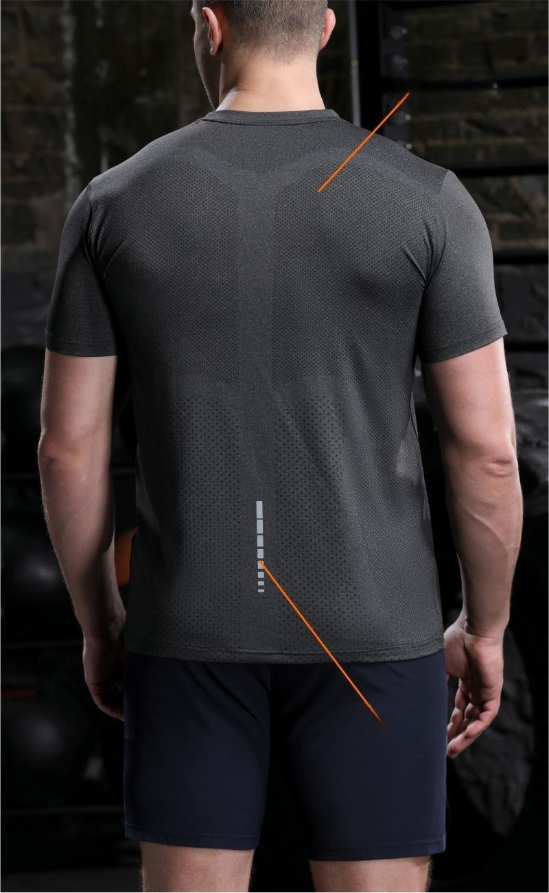 Mens Sports Fitness 88%polyester 12%spandex  T-shirt L-323132