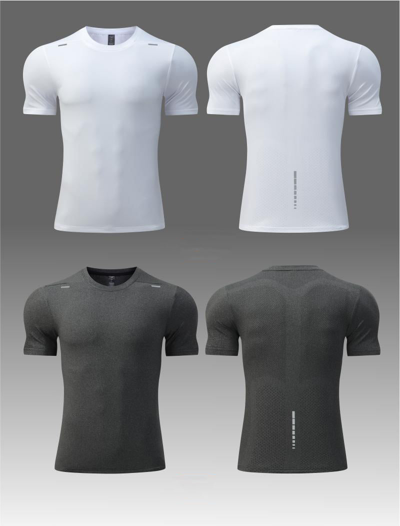 Mens Sports Fitness 88%polyester 12%spandex  T-shirt L-323132