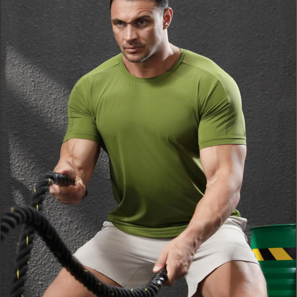Mens Activewear Workout 87.6%nylon 12.4%spandex T-shirt L-325311