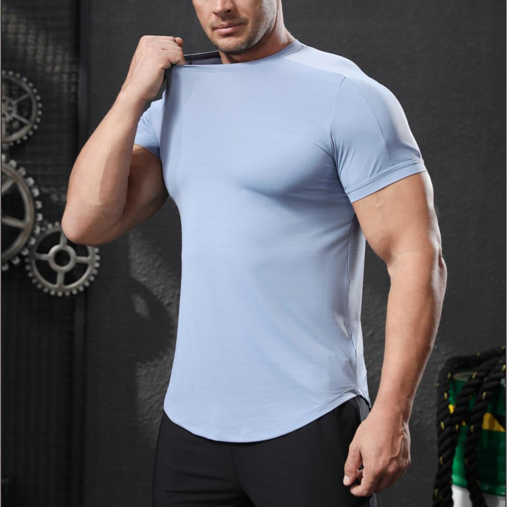 Mens Activewear Workout 87.6%nylon 12.4%spandex T-shirt L-325311
