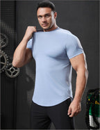 Mens Activewear Workout 87.6%nylon 12.4%spandex T-shirt L-325311
