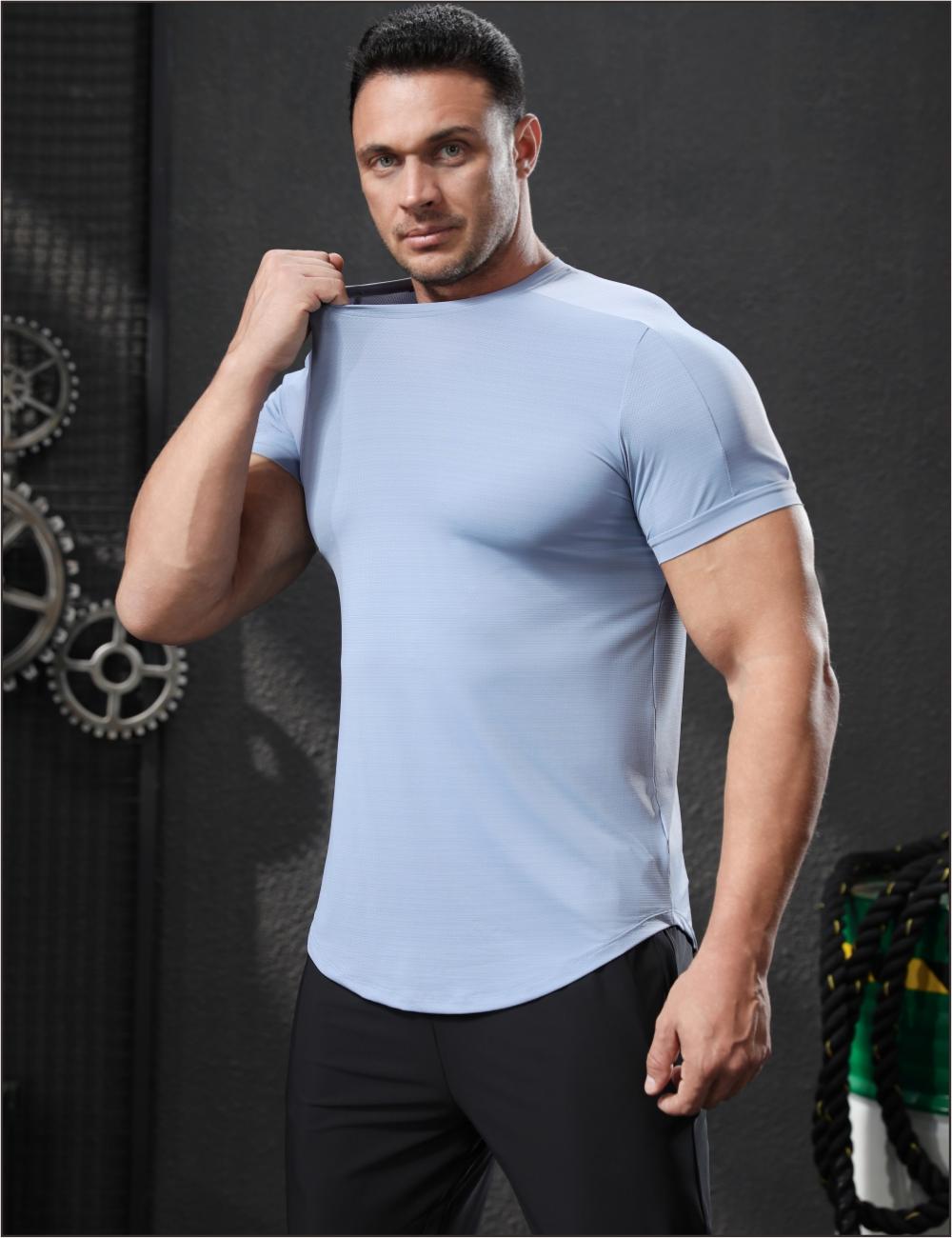 Mens Activewear Workout 87.6%nylon 12.4%spandex T-shirt L-325311