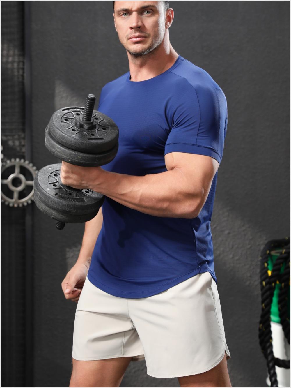Mens Activewear Workout 87.6%nylon 12.4%spandex T-shirt L-325311