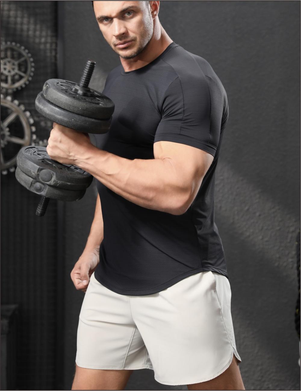 Mens Activewear Workout 87.6%nylon 12.4%spandex T-shirt L-325311