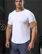 Mens Activewear Workout 87.6%nylon 12.4%spandex T-shirt L-325311