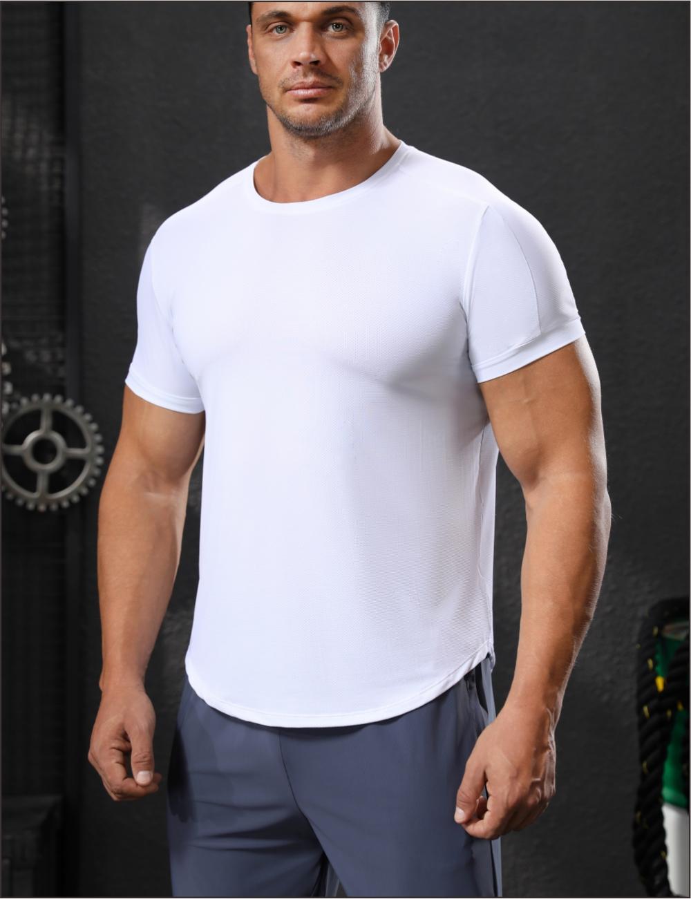 Mens Activewear Workout 87.6%nylon 12.4%spandex T-shirt L-325311