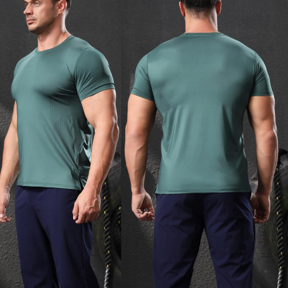 Mens Workout Running 88%polyester 12%spandex T-shirt L-325312