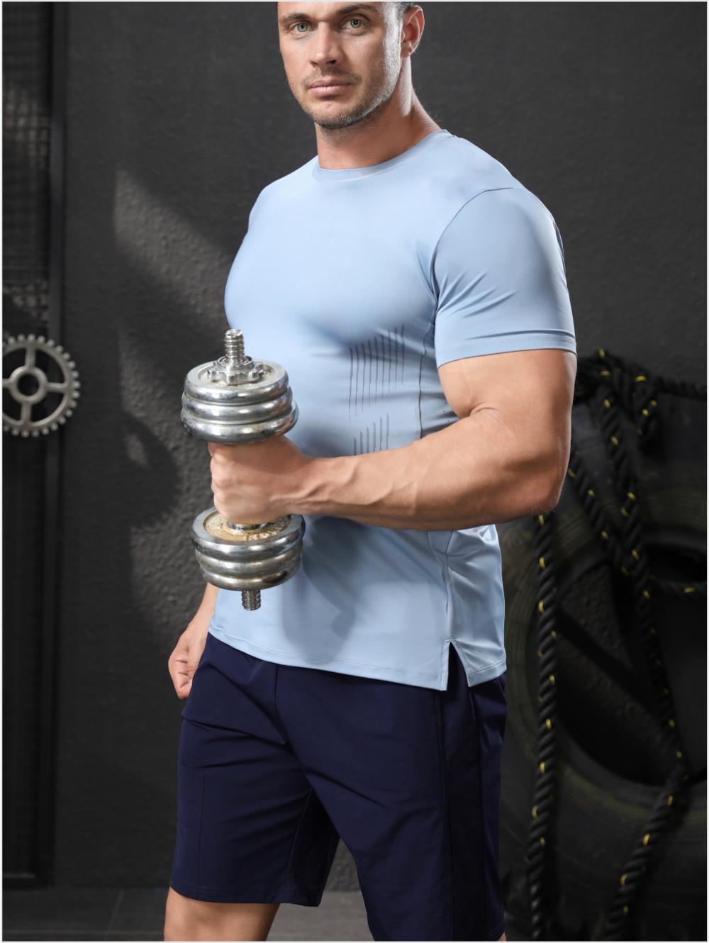 Mens Workout Running 88%polyester 12%spandex T-shirt L-325312