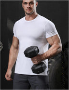 Mens Workout Running 88%polyester 12%spandex T-shirt L-325312