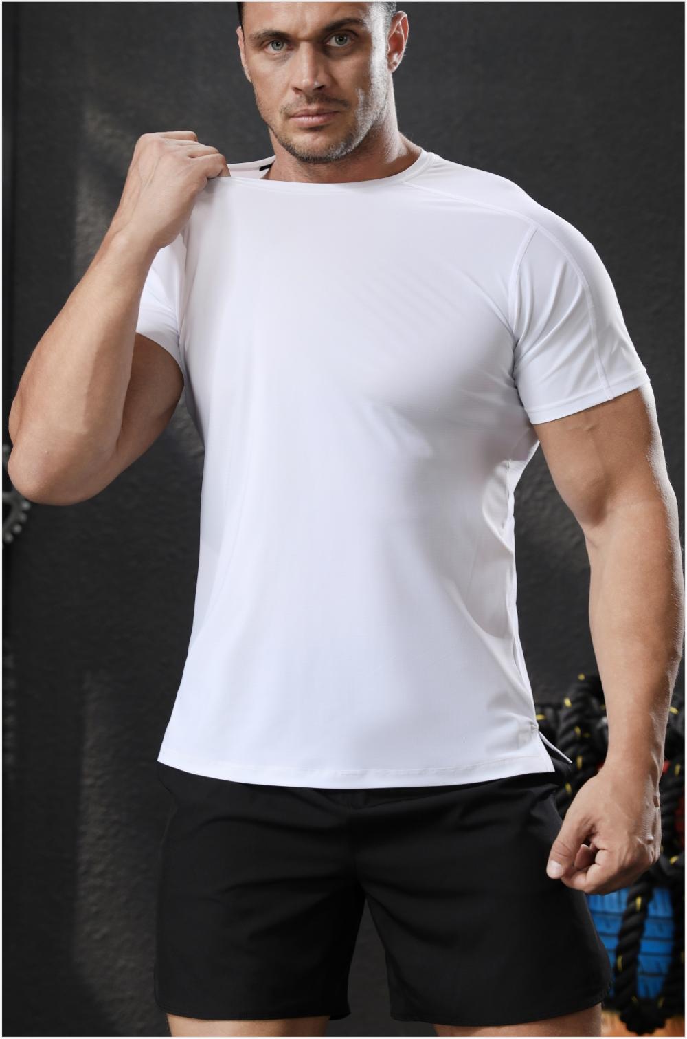 Mens Sports Workout 80%polyester 20%spandex T-shirt L-325313