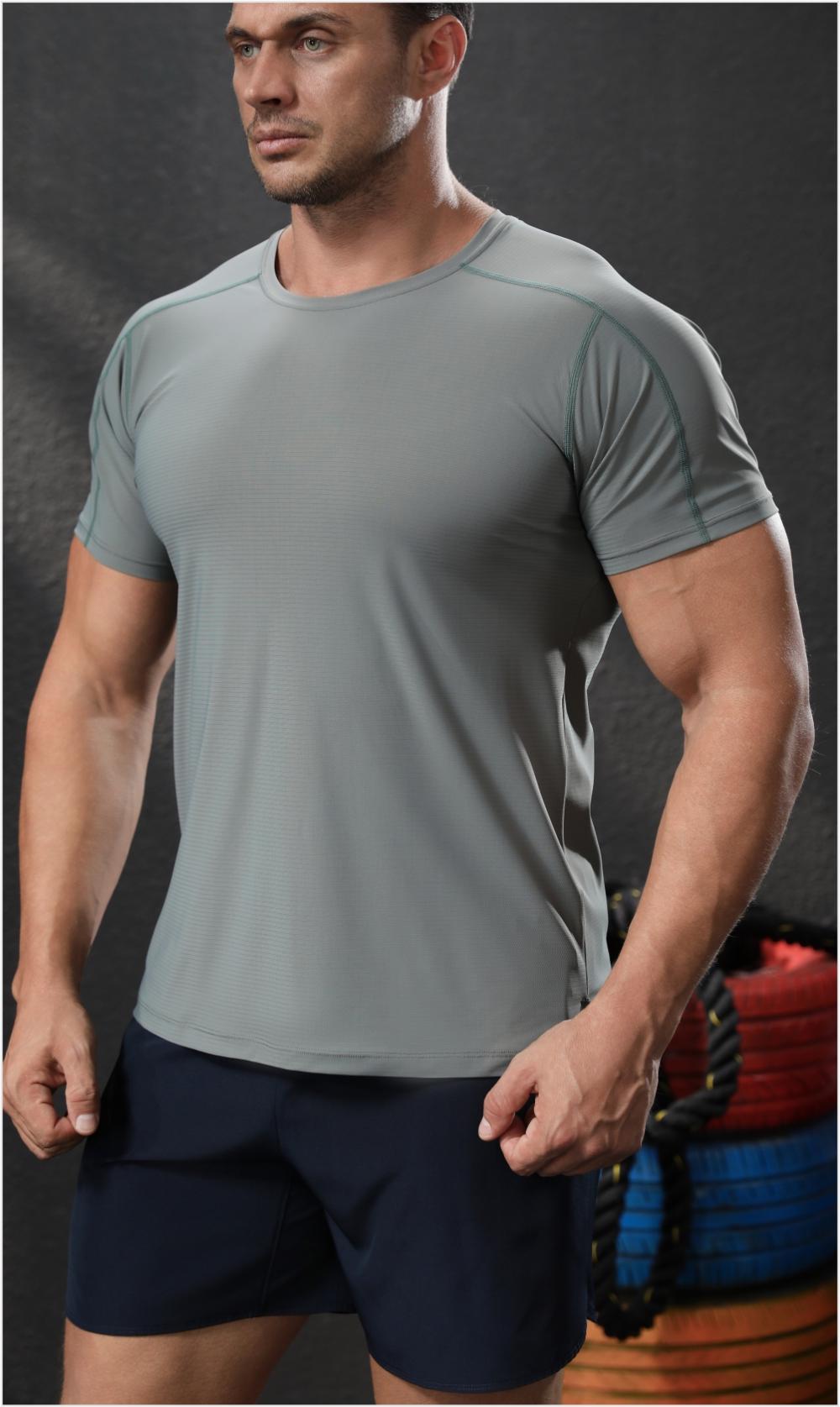 Mens Sports Workout 80%polyester 20%spandex T-shirt L-325313