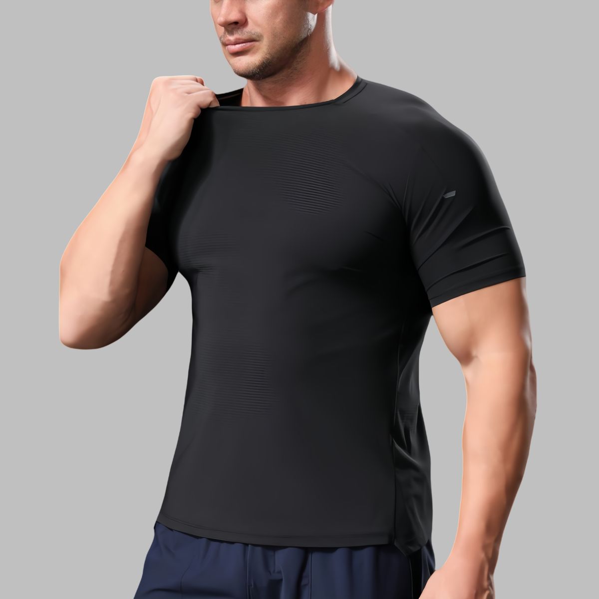 Mens Gym Workout 80%polyester 20%spandex Tshirt L-325314 - Honfitwear
