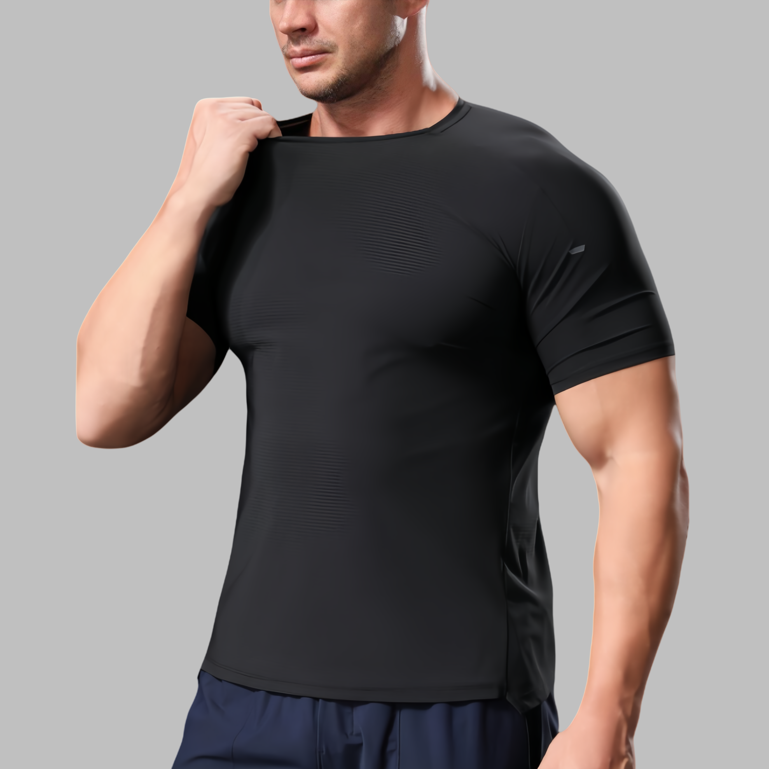 Mens Gym Workout 80%polyester 20%spandex Tshirt L-325314