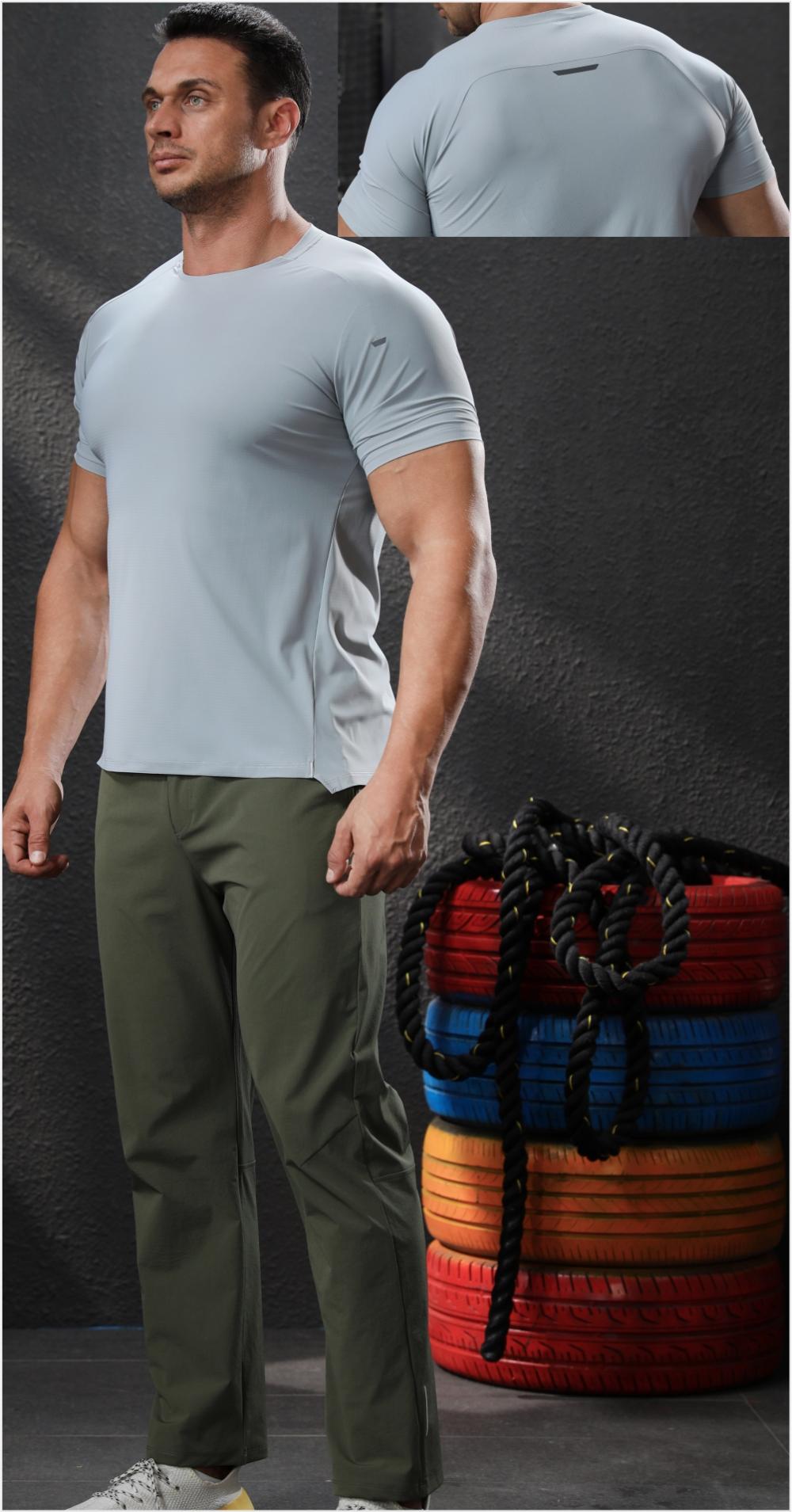 Mens Gym Workout 80%polyester 20%spandex Tshirt L-325314
