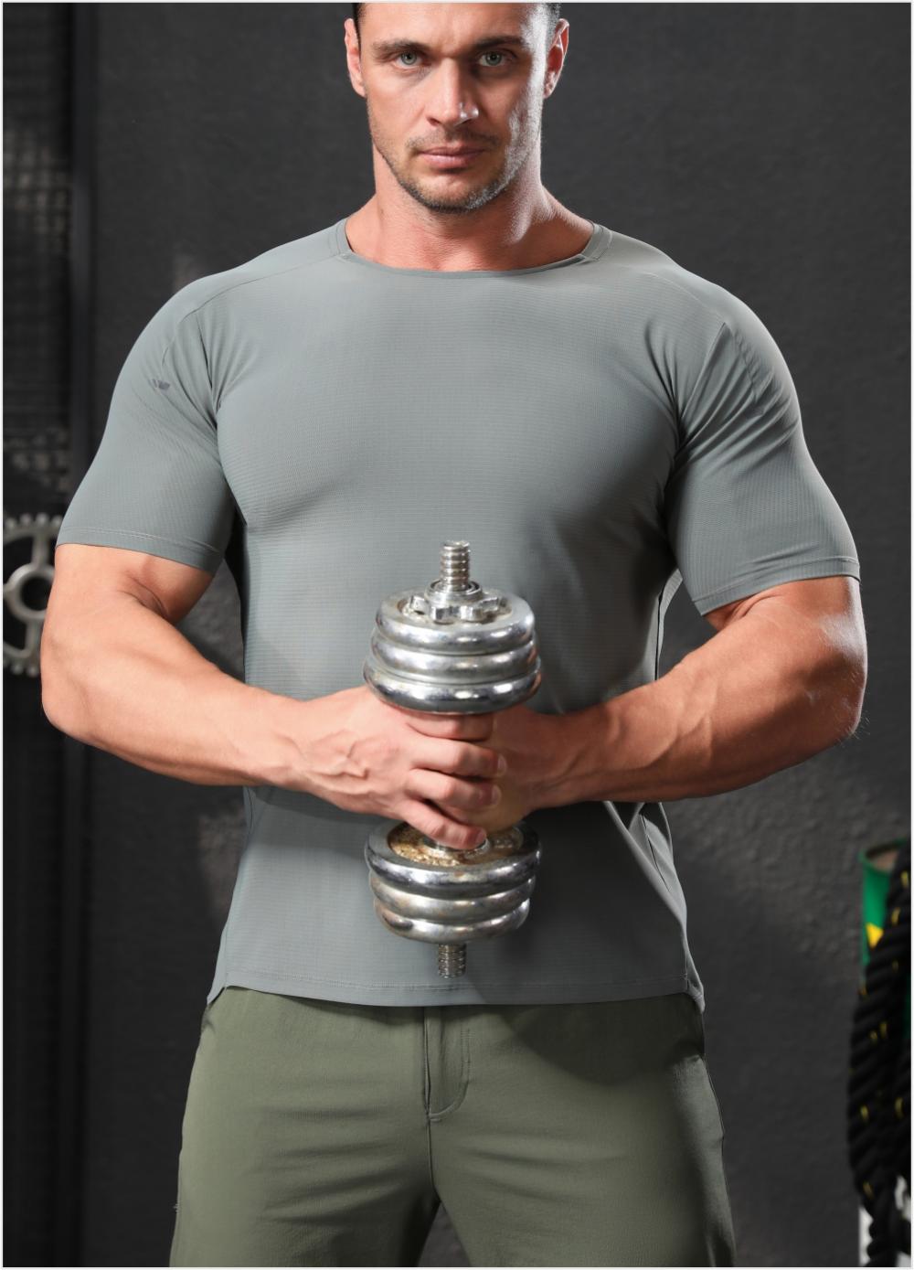Mens Gym Workout 80%polyester 20%spandex Tshirt L-325314