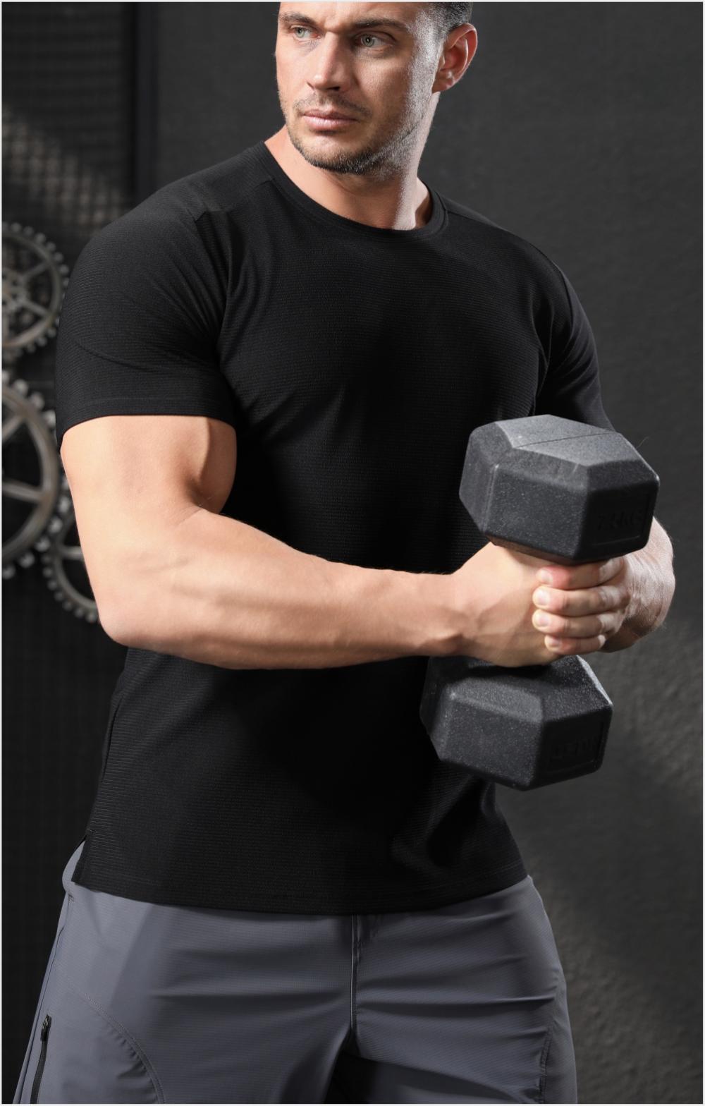 Mens Fitness Running 95%polyester 5%spandex Tshirt L-325316