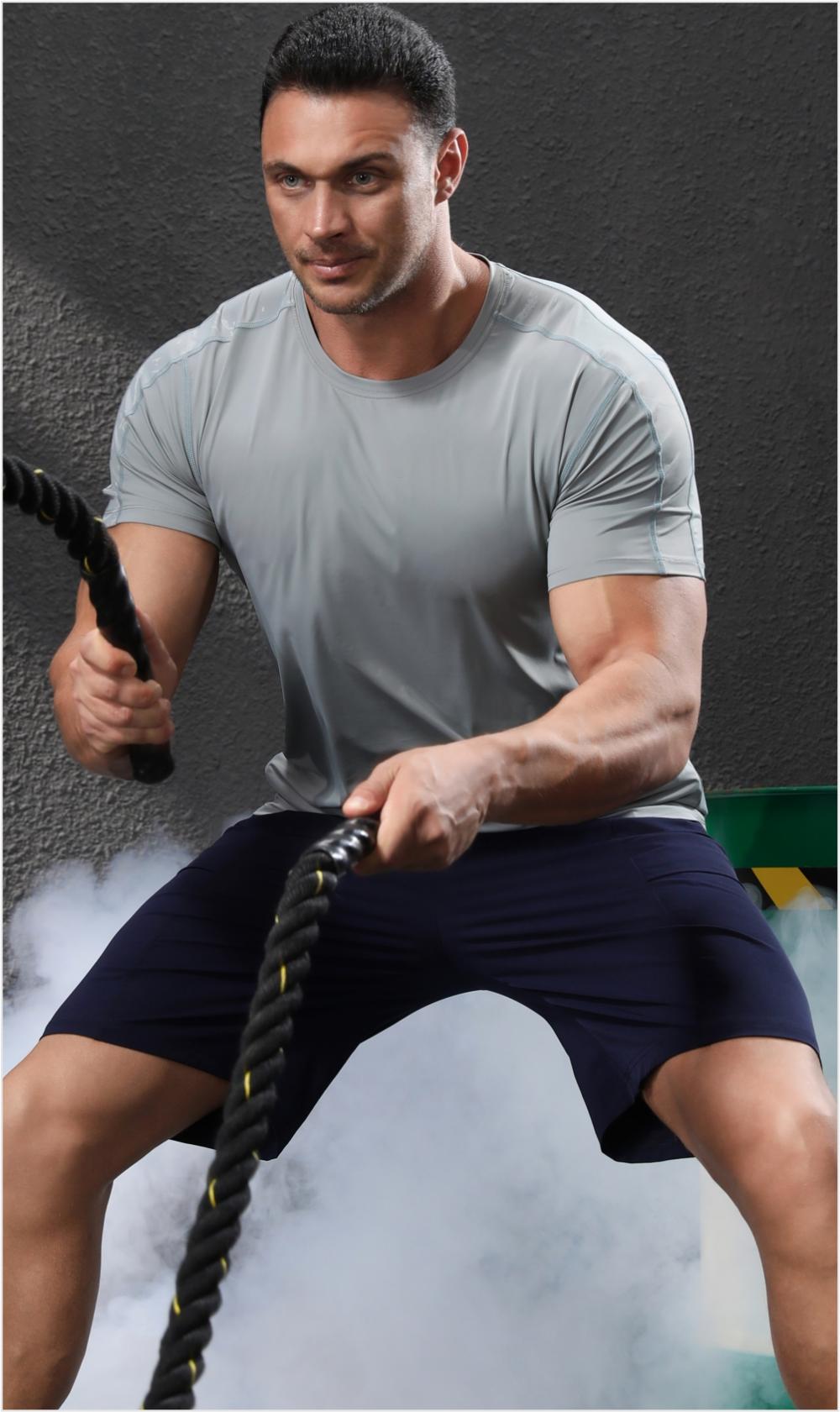 Mens Training Fitness 87%nylon 13%spandex Tshirt L-325317