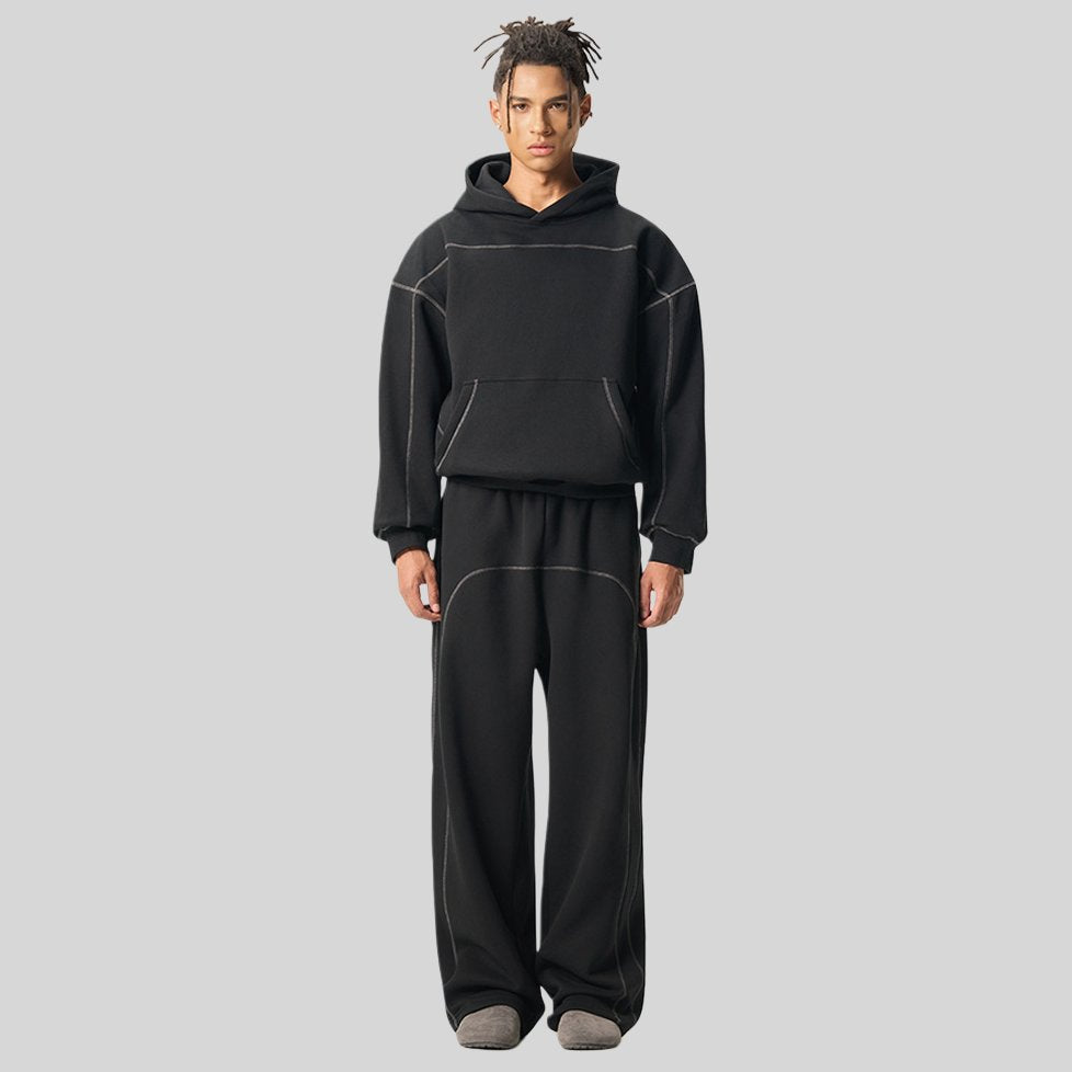 Mens Oversized 36.8%cotton 57.4%polyester 5.8%other fibers zip hoodie Sweatpants Set L915-M8315-K7315 - hoodie print logo 14