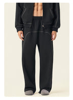 Mens Oversized 36.8%cotton 57.4%polyester 5.8%other fibers zip hoodie Sweatpants Set L915-M8315-K7315 - sweatpant print logo 7
