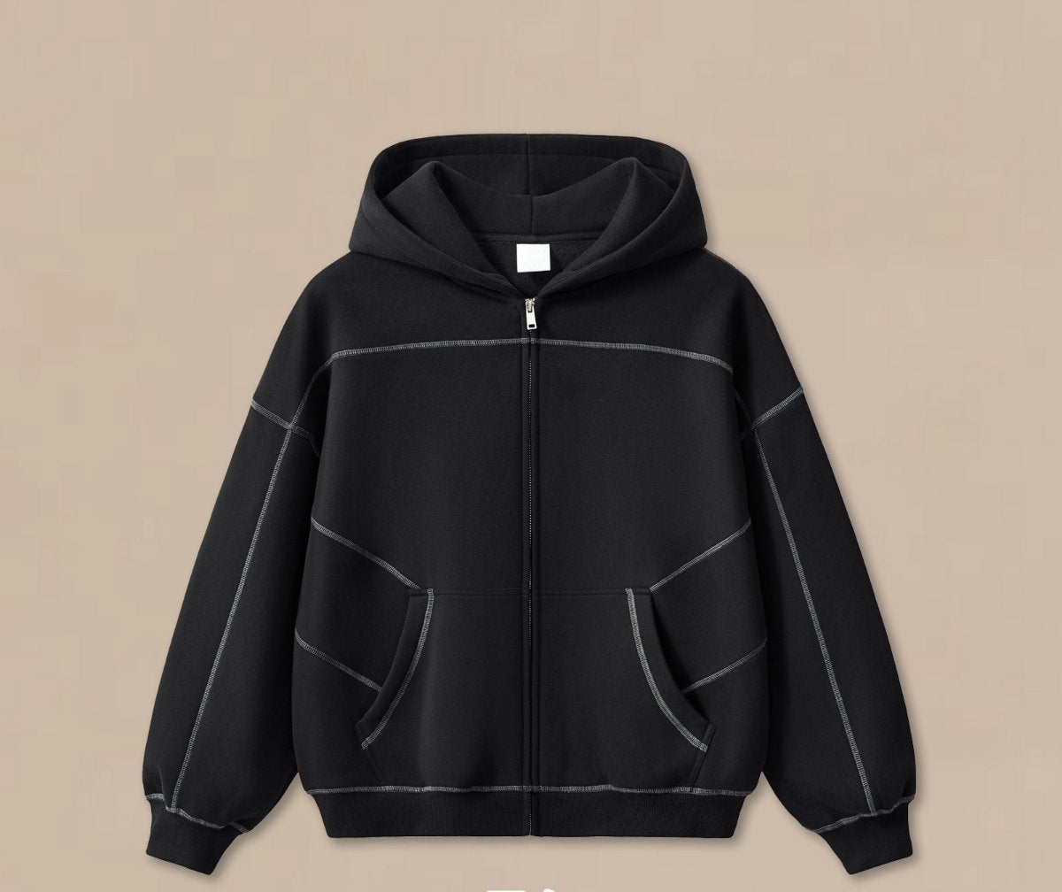 Mens Oversized 36.8%cotton 57.4%polyester 5.8%other fibers zip hoodie Sweatpants Set L915-M8315-K7315 - zip hoodie print logo 1