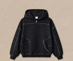 Mens Oversized 36.8%cotton 57.4%polyester 5.8%other fibers zip hoodie Sweatpants Set L915-M8315-K7315 - sweatpant - Solid Black XS | Honfit