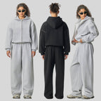 Mens Oversized 36.8%cotton 57.4%polyester 5.8%other fibers zip hoodie Sweatpants Set L915-M8315-K7315 - sweatpant print logo 4