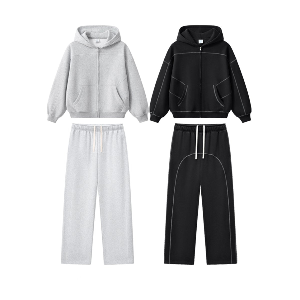 Mens Oversized 36.8%cotton 57.4%polyester 5.8%other fibers zip hoodie Sweatpants Set L915-M8315-K7315 - sweatpant print logo 5