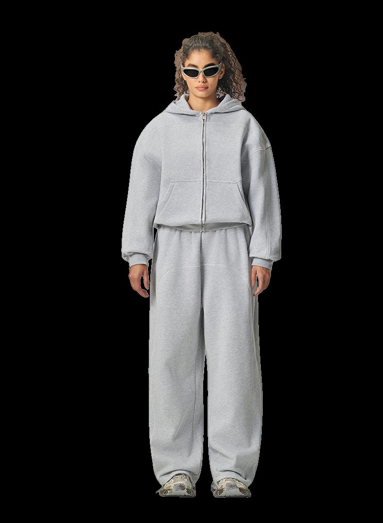 Mens Oversized zip hoodie Sweatpants Set - Honfitwear