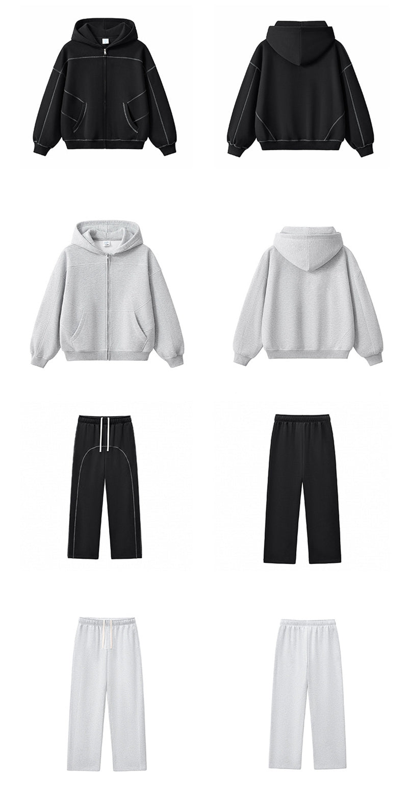 Mens Oversized 36.8%cotton 57.4%polyester 5.8%other fibers zip hoodie Sweatpants Set L915-M8315-K7315