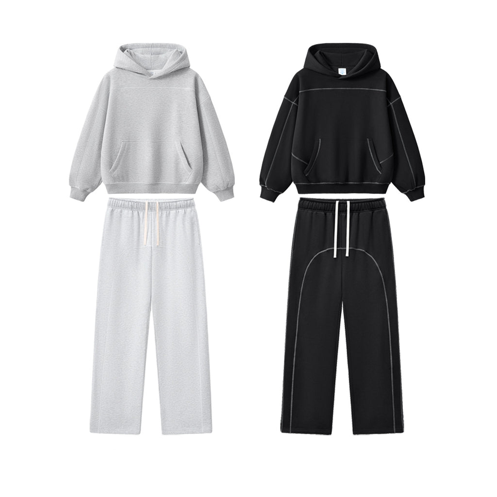 Mens Oversized 36.8%cotton 57.4%polyester 5.8%other fibers zip hoodie Sweatpants Set L915-M8315-K7315