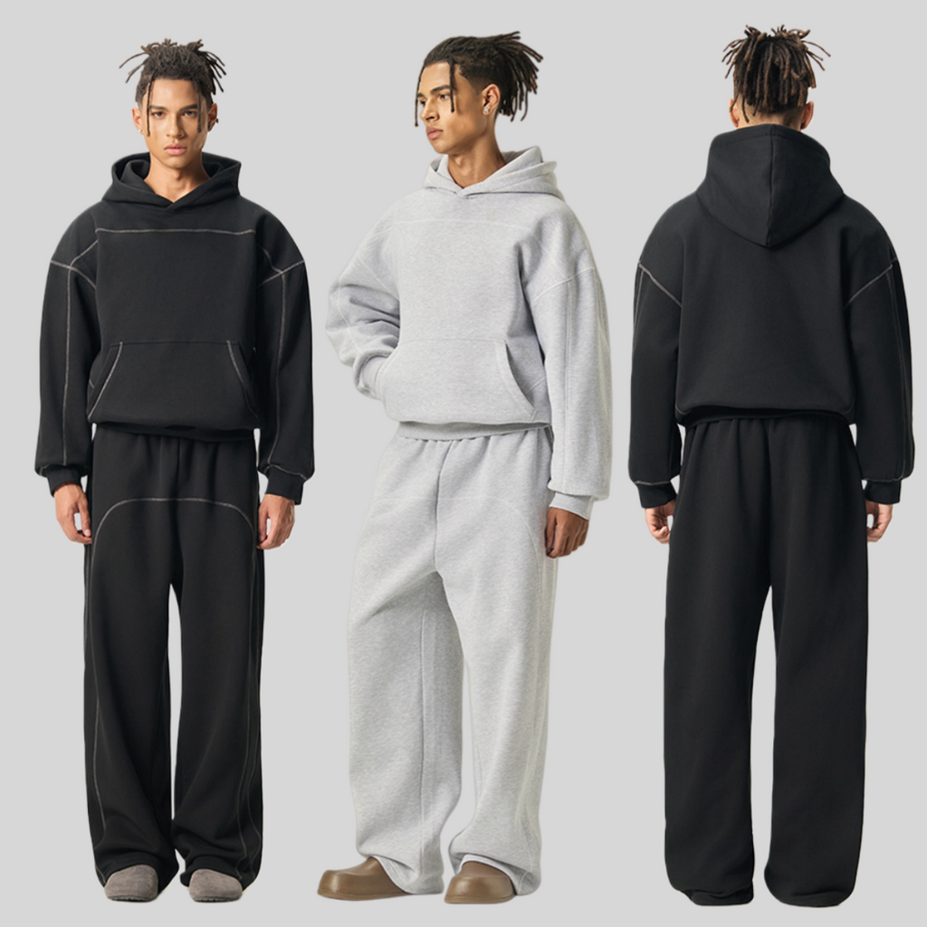 Mens Oversized 36.8%cotton 57.4%polyester 5.8%other fibers zip hoodie Sweatpants Set L915-M8315-K7315