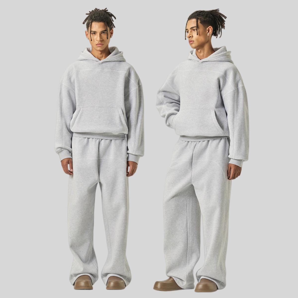 Mens Oversized zip hoodie Sweatpants Set - Honfitwear