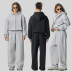 Mens Oversized 36.8%cotton 57.4%polyester 5.8%other fibers zip hoodie Sweatpants Set L915-M8315-K7315