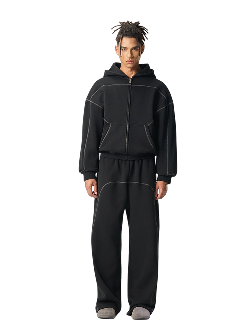 Mens Oversized 36.8%cotton 57.4%polyester 5.8%other fibers zip hoodie Sweatpants Set L915-M8315-K7315