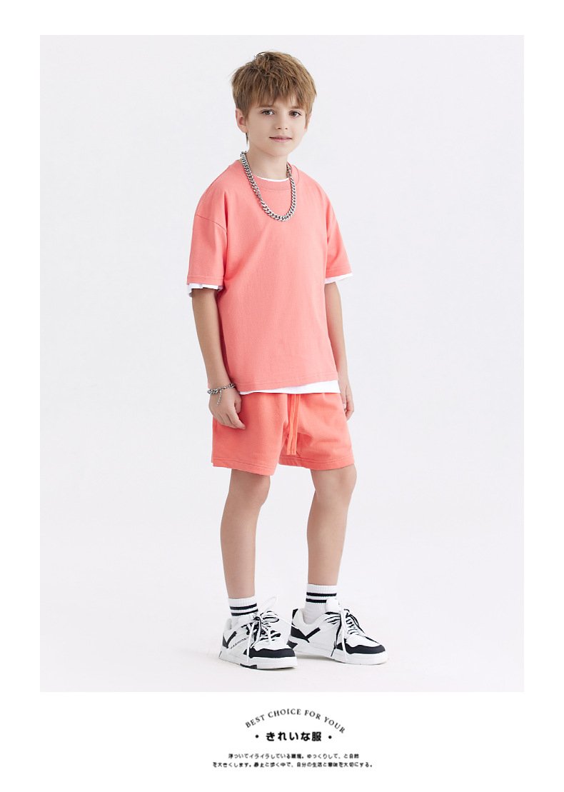 Children Casual Sportswear 100% cotton Set LL-BT034+BK7 - Tshirt print logo 21